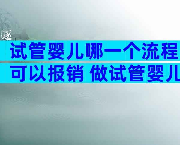 试管婴儿哪一个流程可以报销 做试管婴儿现在有报销吗